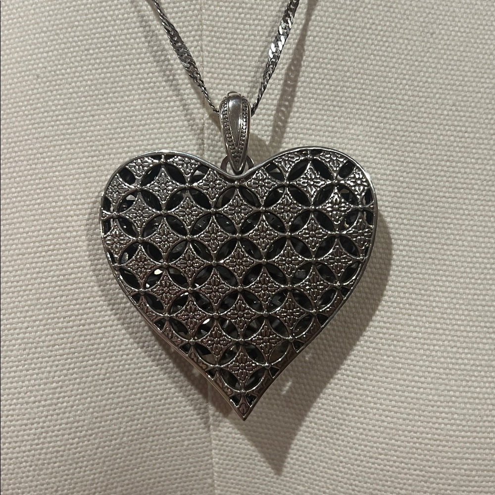 Brighton Silver Heart Pendant Necklace with Intricate Design - Picture 2 of 4